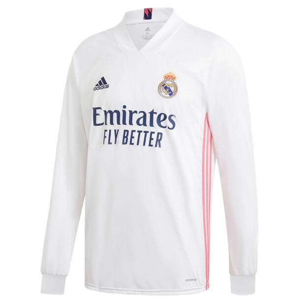 Real Madrid Long Sleeve Home Kit Soccer Jersey 2020/21